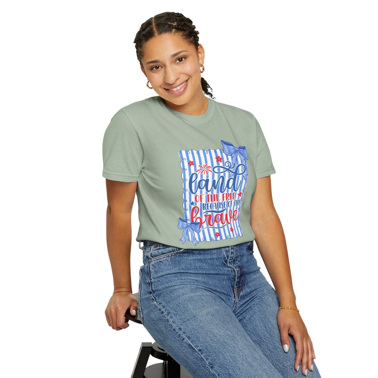 COMFORT COLORS - Patriotic "Land of the Free, Because of the Brave" T-Shirt