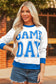 Black GAME DAY Letter Graphic Varsity Striped Detail Baggy Sweatshirt