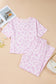 Pink Leopard Two Piece Top and Pants Set
