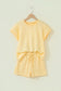 Yellow Eyelet Lace Patchwork Sleeve Short 2pcs Outfit