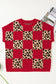 Red Leopard Checkerboard Short Sleeve Knit Sweater