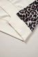 Beige Leopard Block Patchwork Uneven Hem Short Sleeve Top
