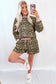 Pink Leopard Print Contrast Edge Long Sleeve Pullover Shorts Set