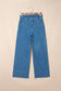 Dark Brown Retro Washed Patch Pocket Loose Jeans