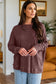 Dark Grey Waffle Knit Patchwork Long Sleeve Loose Top