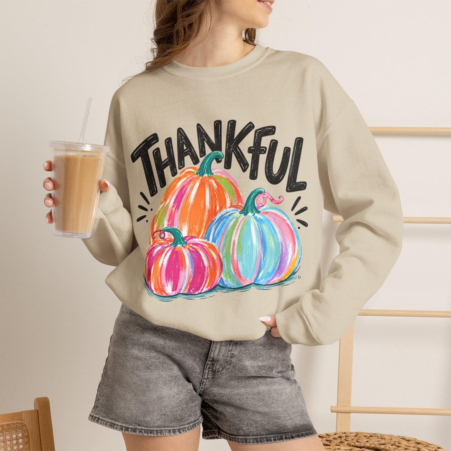 GILDAN - Thankful Pumpkin Crewneck Sweatshirt