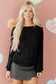 Black Ribbed Knit Ribbon Knot Backless Drop Shoulder Sweater