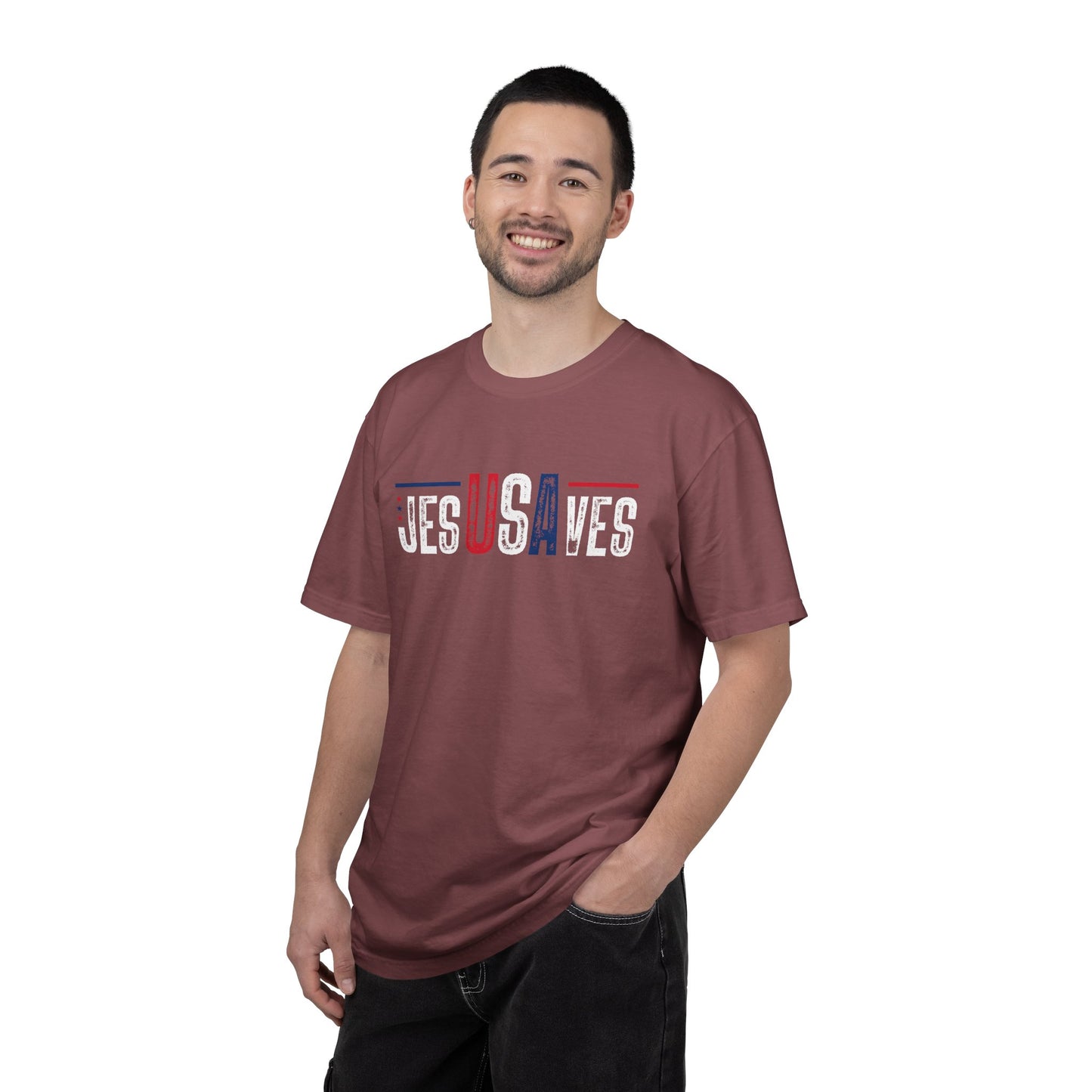 COMFORT COLORS - USA Minimalist Flag T-Shirt — Patriotic Red & Blue Graphic Tee