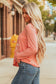 Straw Yellow Floral Patchwork V Neck Long Sleeve T Shirt