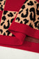Red Leopard Checkerboard Short Sleeve Knit Sweater