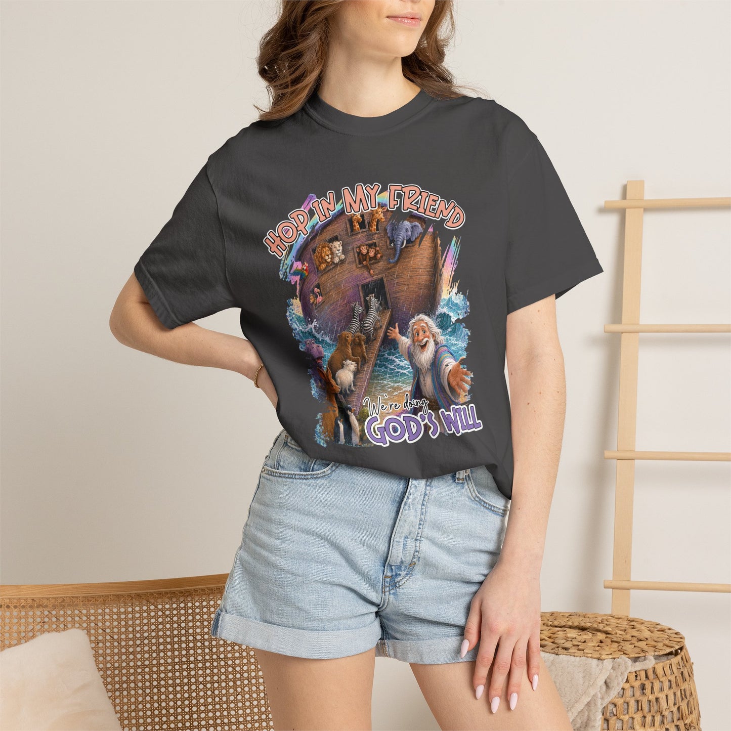 COMFORT COLORS - Noah’s Ark Graphic T-Shirt — "Hope in My Friend, In God’s Will" Faith Tee