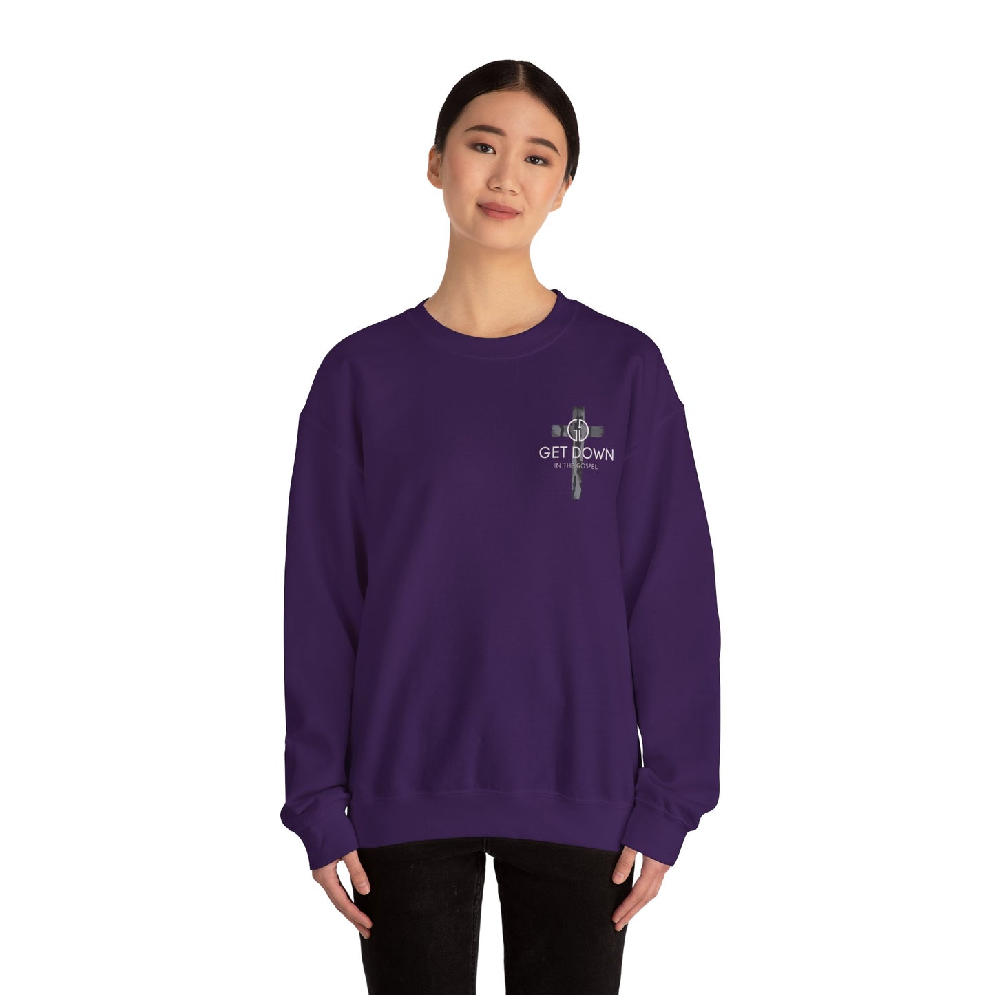 GILDAN - GET DOWN IN THE GOSPEL ADULT SWEATSHIRT GRAY CAMO CROSS