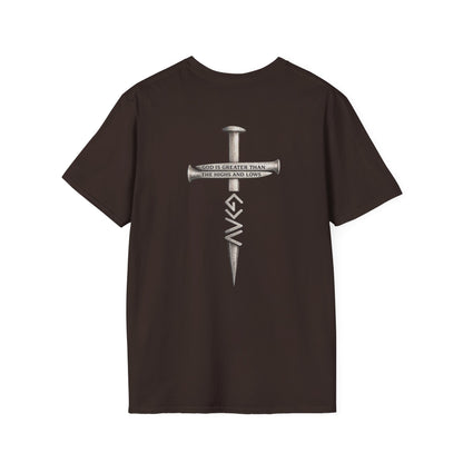 T-Shirt — 'Get Down' Cross & Nail Graphic