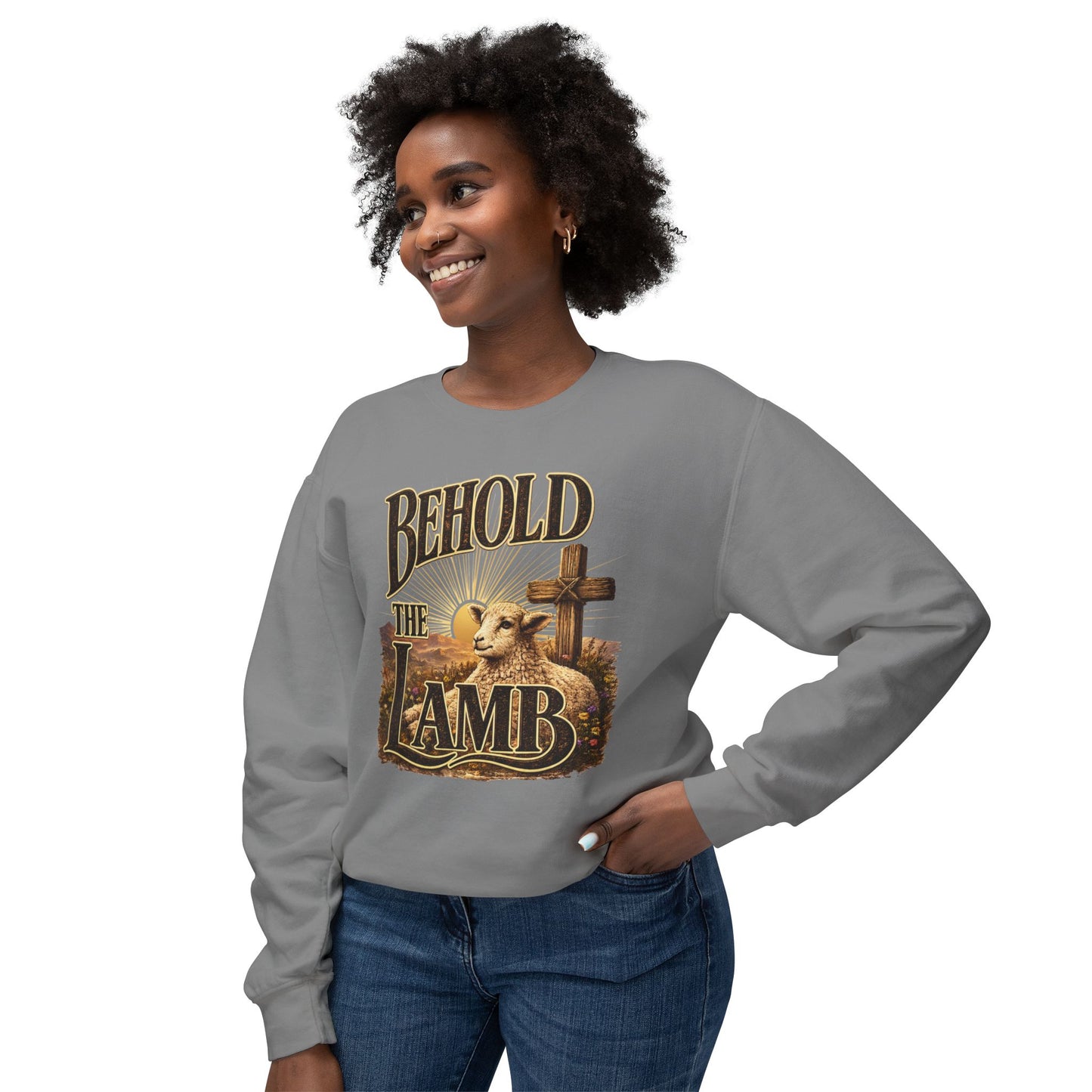 COMFORT COLORS - Behold the Lamb Sweatshirt — Christian Easter Crewneck