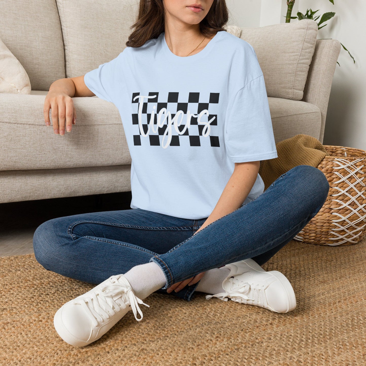 T-Shirt — 'Tigers' Checkerboard School Spirit Tee
