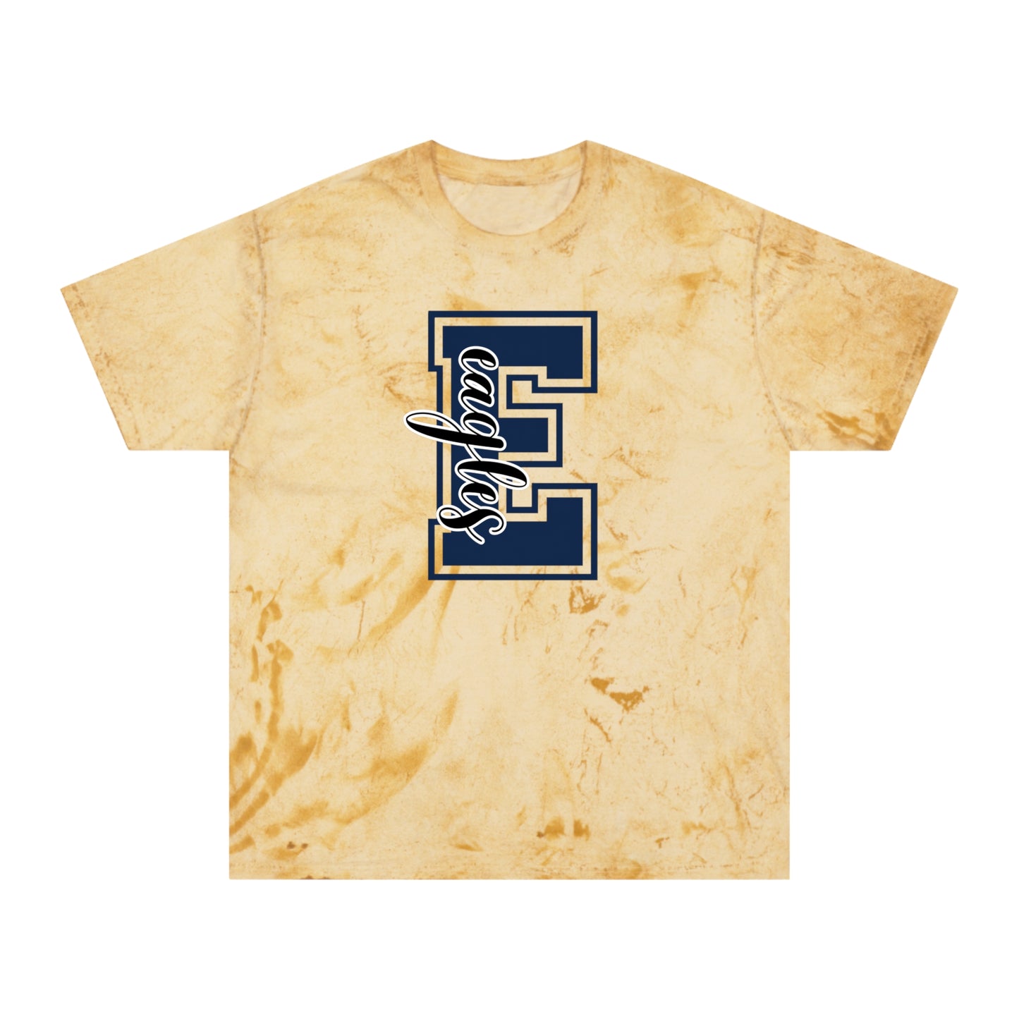 E Monogram Tie-Dye T-Shirt — Vintage Gold Letter E Graphic Tee