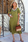 Green Polka Dot Print Lacy Neckline Smocked High Waist Maxi Dress