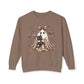 COMFORT COLORS - Leopard Bow Ghost Sweatshirt — Cute Halloween Ghost Holding Black Cat