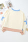 Beige Game Day Graphic Starry Patched Sleeve Contrast Trim Casual Sweatshirt