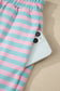 Yellow Stripe Color Block Detail Long Sleeve Pullover Elastic Waist Pull On Shorts 2pcs Set