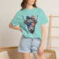 COMFORT COLORS - Patriotic Highland Cow T-Shirt — American Flag Heart Sunglasses