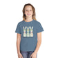 COMFORT COLORS - Easter Floral Bunny Youth Tee — 'Because He Lives'