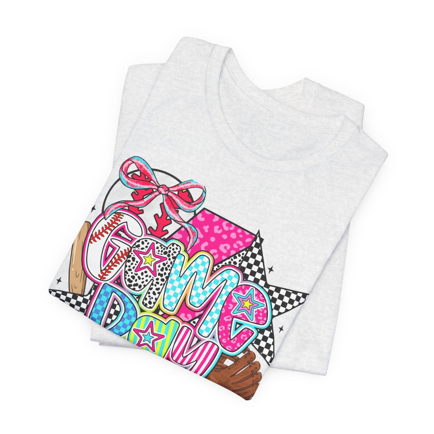 BELLA CANVAS - Baseball Mom Tee – 'Game Day' Colorful Pop Art Soft Cotton T-Shirt