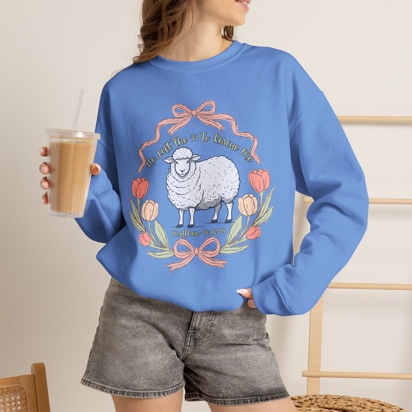 GILDAN - HE LEFT THE 99 WITH RIBBON FRAME ADULT SWEATSHIRT - FRONT AND BACK PRINT