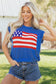 Sky Blue Flag Graphic Short Sleeve Sweater Top