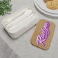 *** MESSAGE ME FOR PERSONALIZATION *** Personalized Bento Lunch Box — 'Raelynn' Pink Script Name on Wood Grain