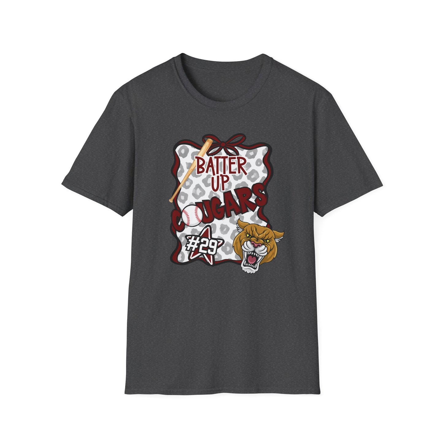 ** ***DO NOT ORDER THIS SHIRT - CONTACT ME @REFININGFAITHCOMPANY@GMAIL.COM TO PERSONALIZE THIS ***  Batter Up Cougars Baseball T-Shirt — #29 Team Spirit Tee