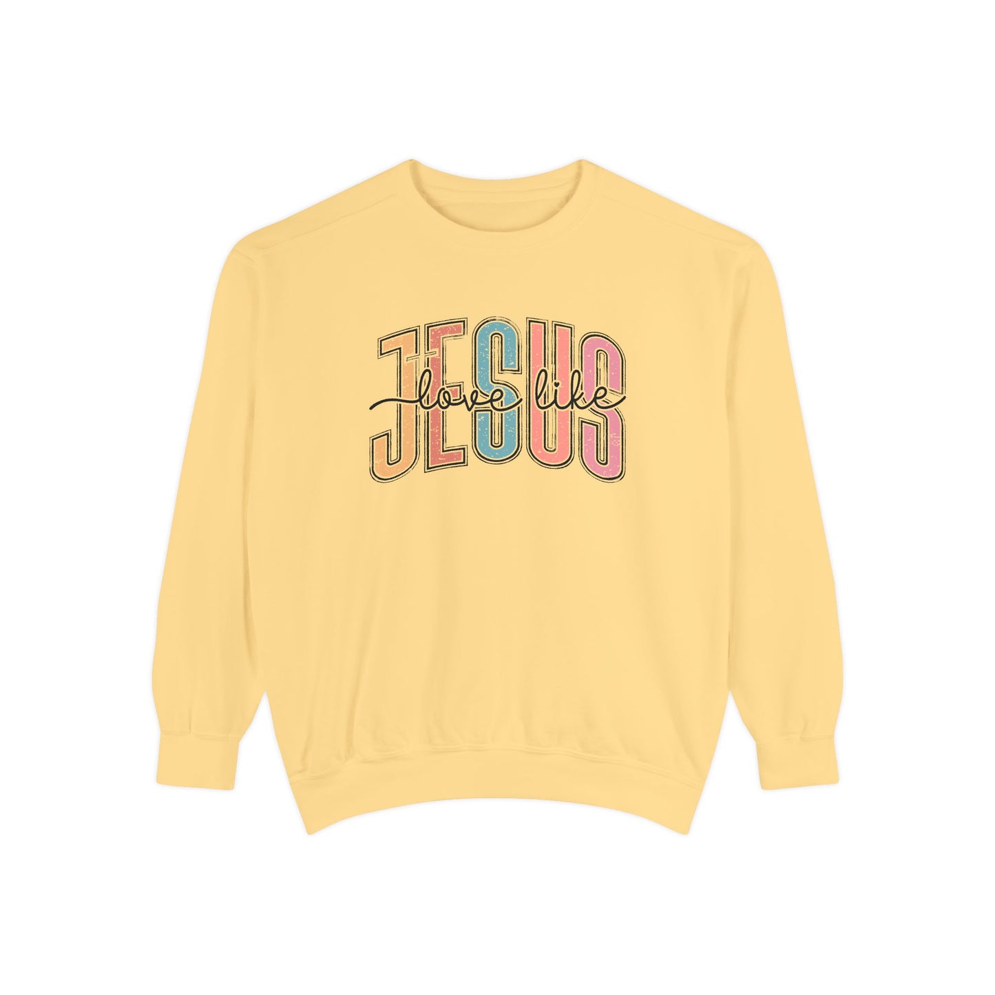 COMFORT COLORS - Jesus Floral Graphic Sweatshirt — Retro Pastel Faith Pullover