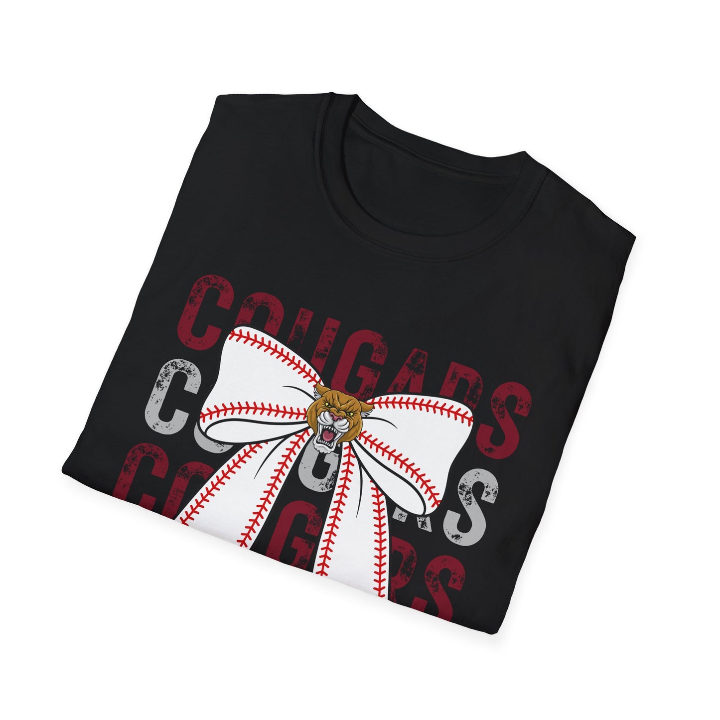 GILDAN - Cougars Bow Baseball T-Shirt — Cheer Team Spirit Tee