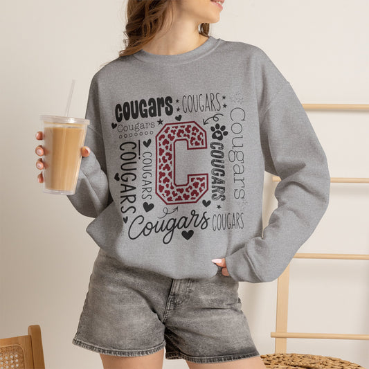 GILDAN - Cougars Leopard C Block Crewneck Sweatshirt