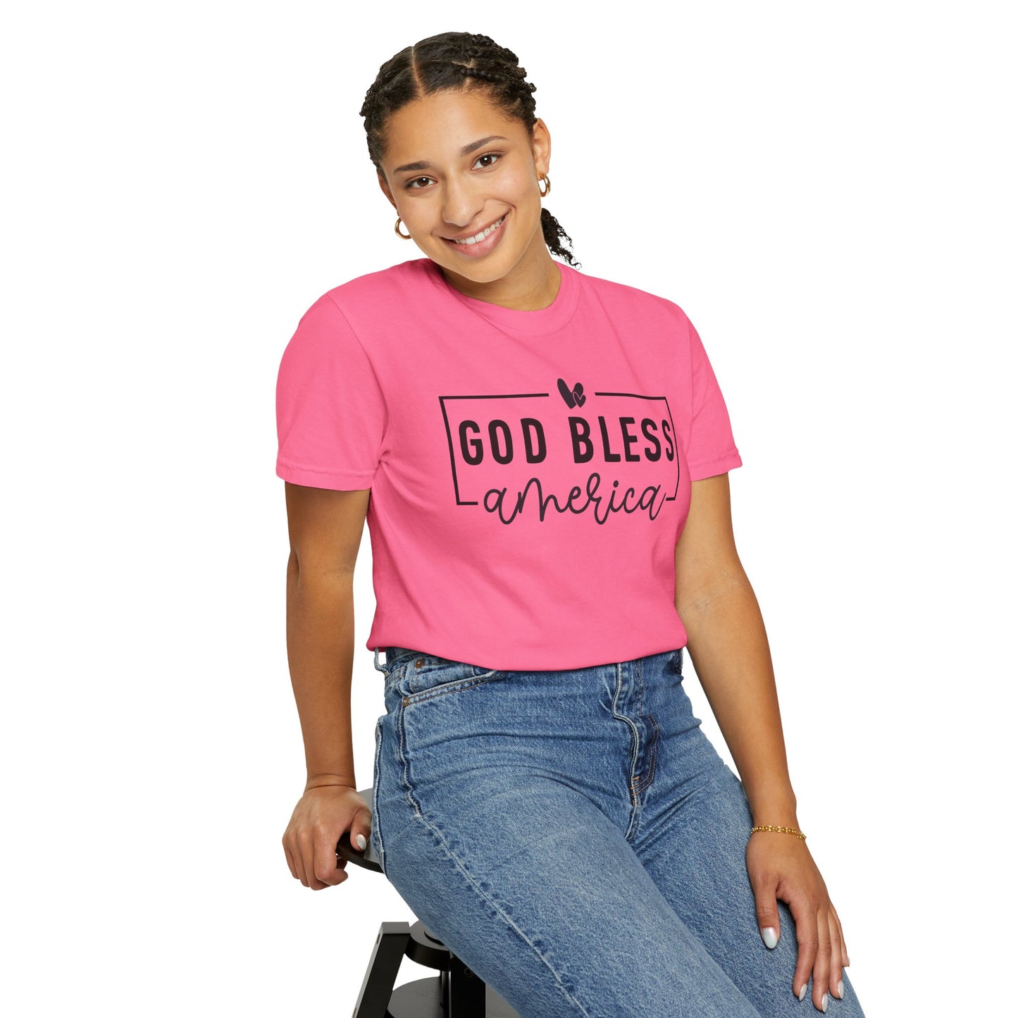 COMFORT COLORS - God Bless America T-Shirt — Patriotic Script Tee