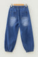 Blue 4 Buttons Front Tapered Casual Loose Fit Jeans