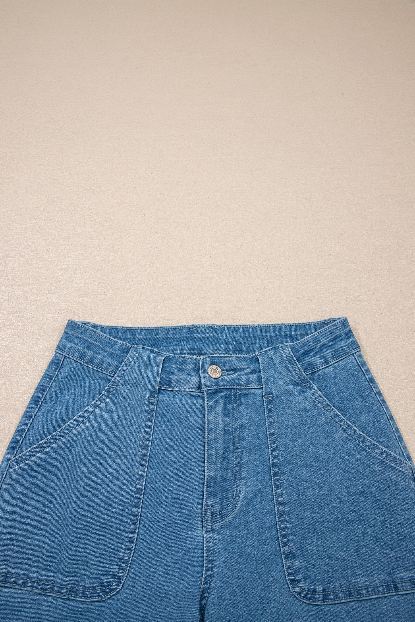 Dark Brown Retro Washed Patch Pocket Loose Jeans