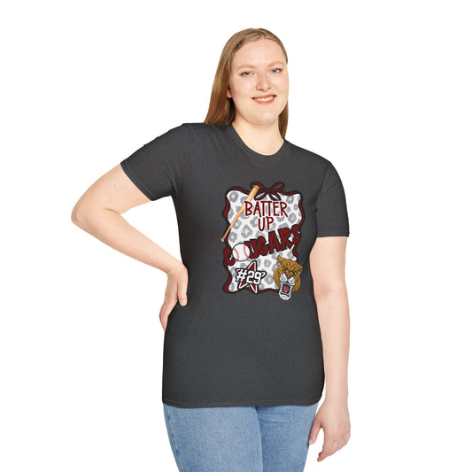** ***DO NOT ORDER THIS SHIRT - CONTACT ME @REFININGFAITHCOMPANY@GMAIL.COM TO PERSONALIZE THIS ***  Batter Up Cougars Baseball T-Shirt — #29 Team Spirit Tee