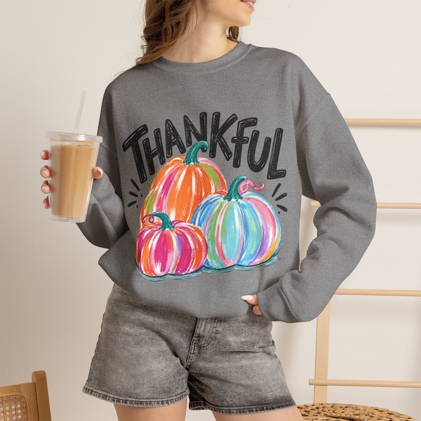 GILDAN - Thankful Pumpkin Crewneck Sweatshirt