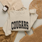 GILDAN - Cougars Crewneck Sweatshirt — BLACK LETTERS LEOPARD OUTLINE - Vintage Collegiate Team Pullover