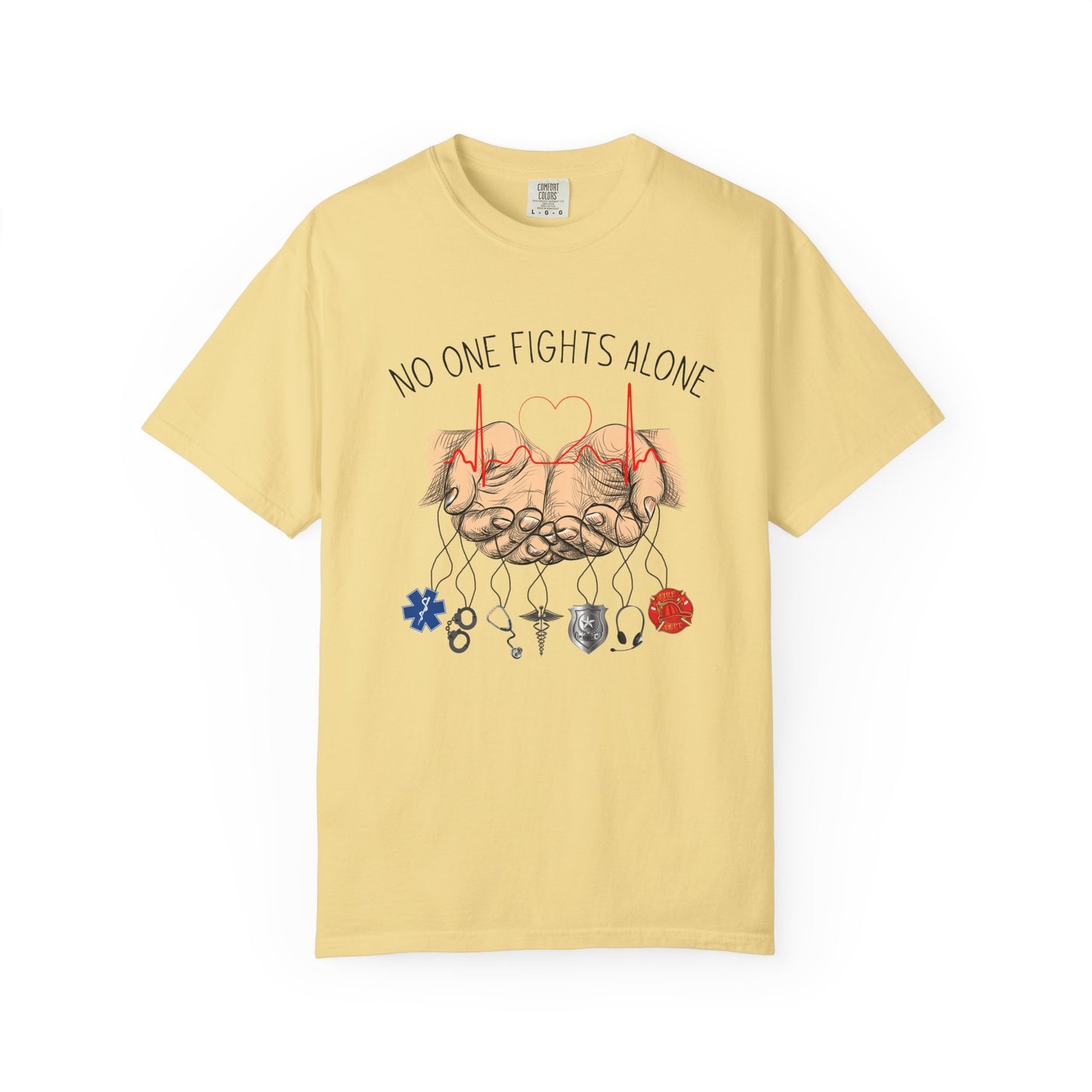 COMFORT COLORS - No One Fights Alone T-Shirt — Supportive Cancer Awareness Tee