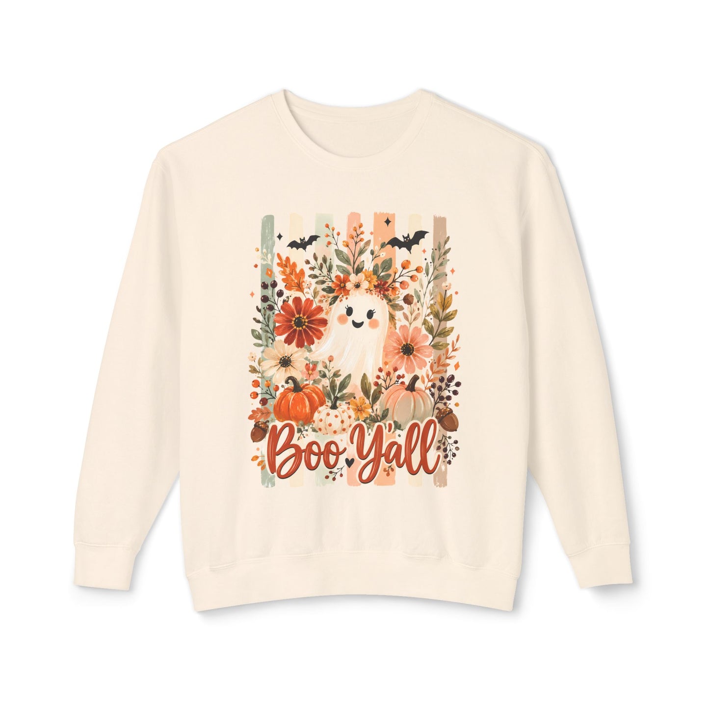 COMFORT COLORS - Boo Y'all Halloween Sweatshirt — Cute Ghost & Pumpkin Fall Crewneck