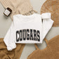 GILDAN - Cougars Crewneck Sweatshirt — BLACK LETTERS LEOPARD OUTLINE - Vintage Collegiate Team Pullover