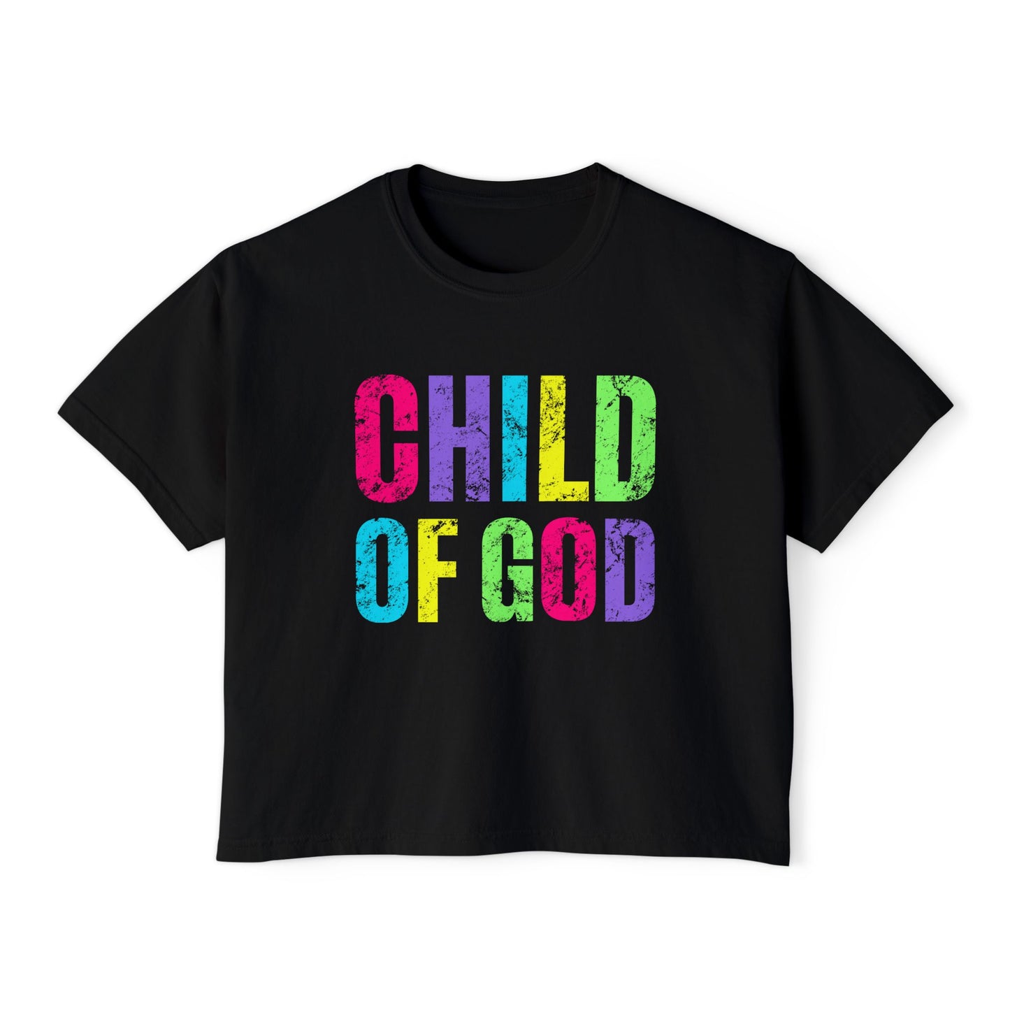 COMFORT COLORS - Child of God Boxy Tee — Women's Rainbow Faith T‑Shirt