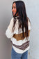 Green Mixed Texture Knit Striped Color Block Loose Sweater