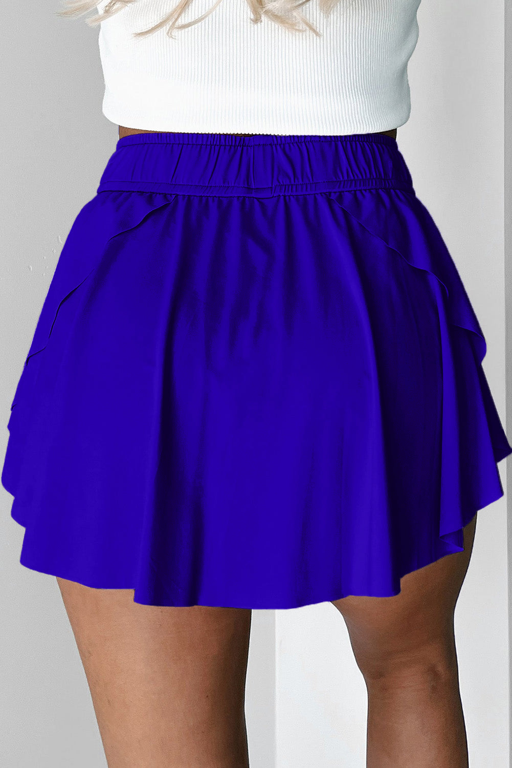 Light Green Drawstring Elastic Waistband Lined Tennis Skorts