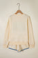 Beige Game Day Crewneck Long Sleeve Pullover Athleisure Short Sets