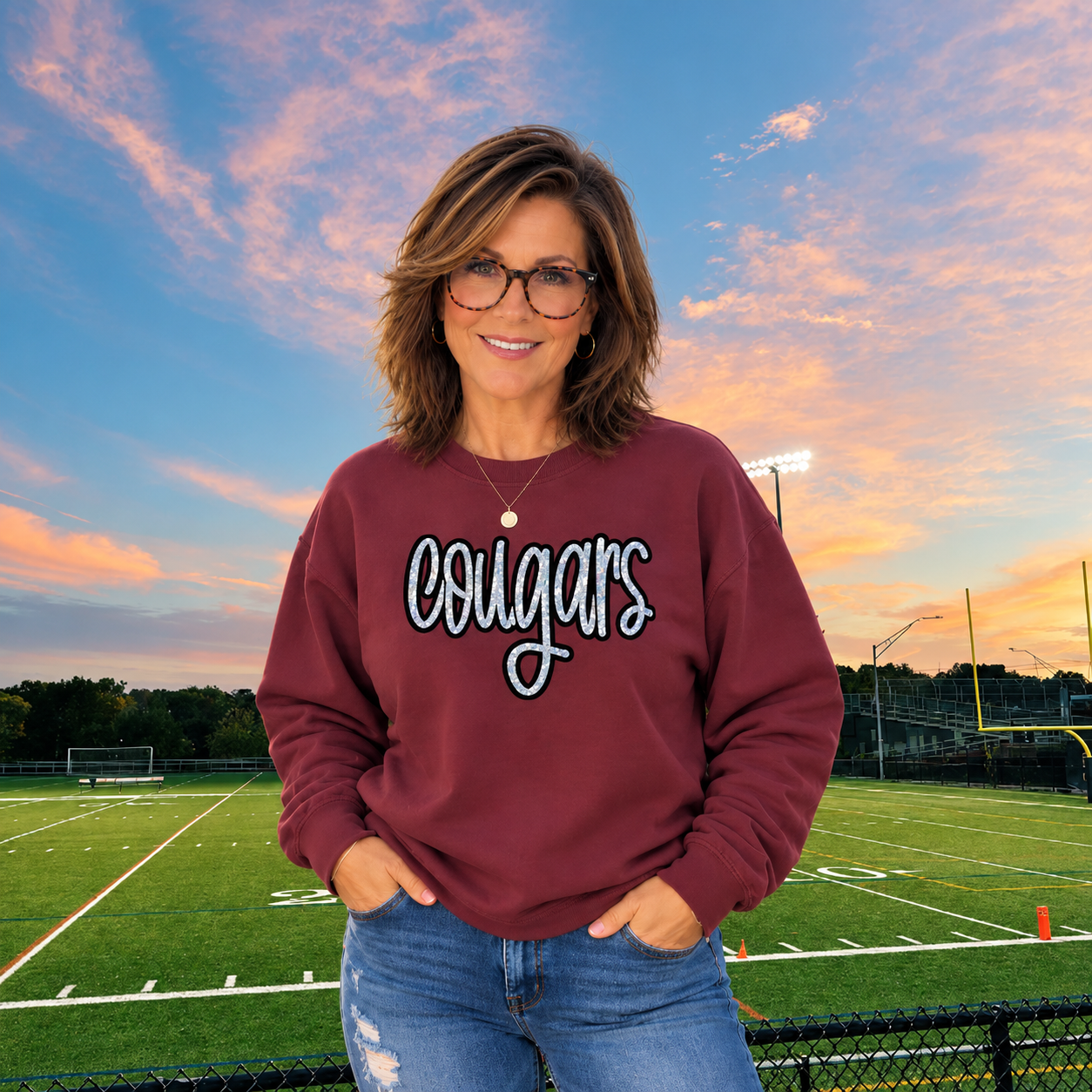 Cougars Sequin Patch Sweatshirt – PRE-SALE