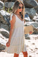 Oatmeal Solid Color Tied Straps Ruffle Tiered Mini Dress