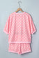 Green Polka Dot Oversized Top Drawstring Short Set